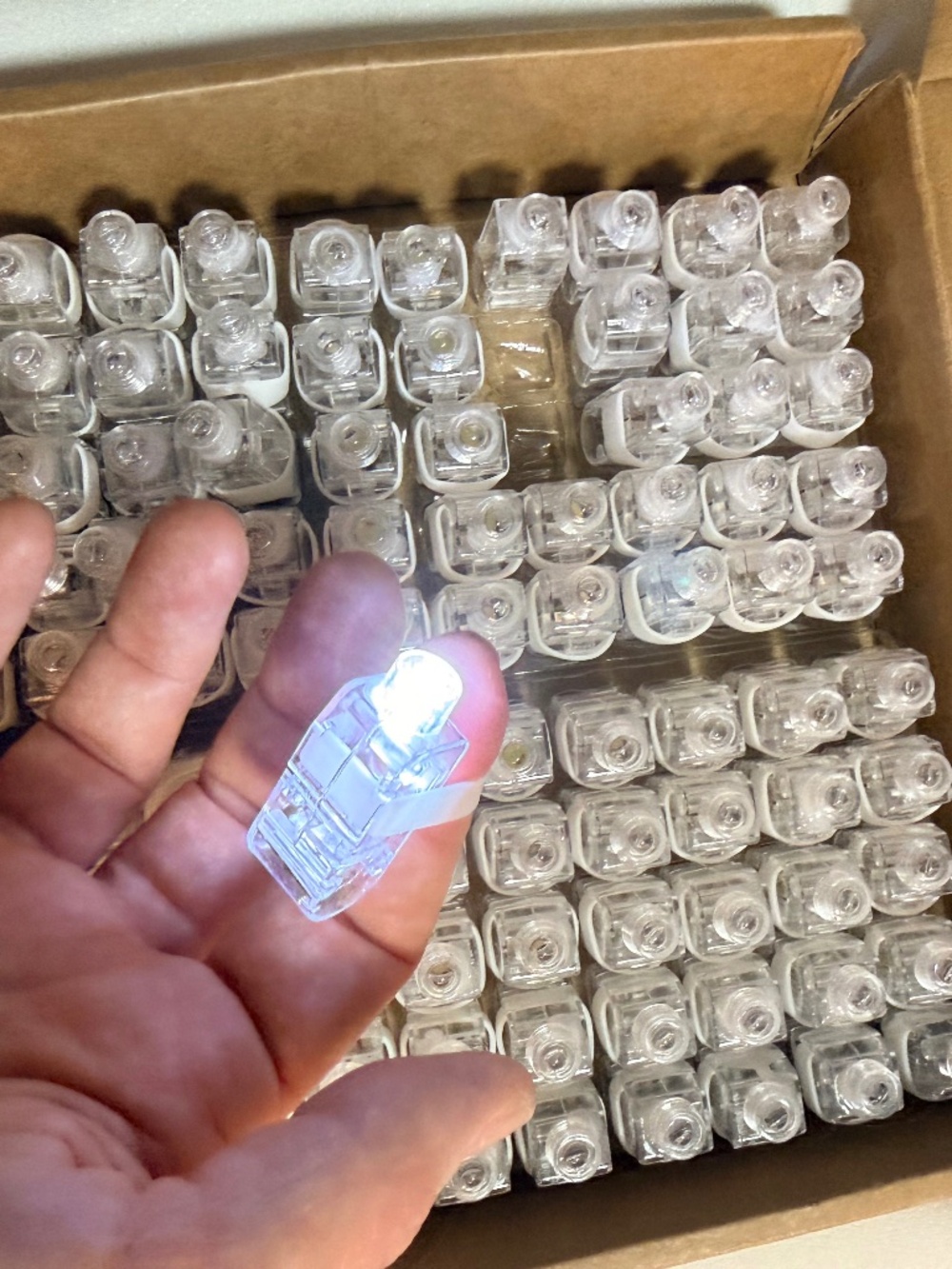 98 Pack White LED Finger Lights Light Up Rings Party Favors Halloween Rave